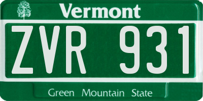 VT license plate ZVR931