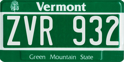VT license plate ZVR932
