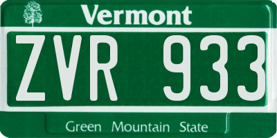 VT license plate ZVR933