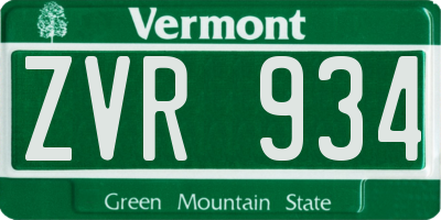 VT license plate ZVR934