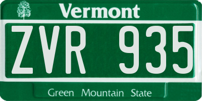 VT license plate ZVR935