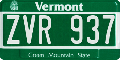VT license plate ZVR937