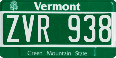 VT license plate ZVR938