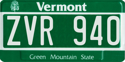VT license plate ZVR940