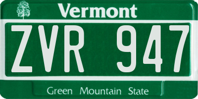 VT license plate ZVR947