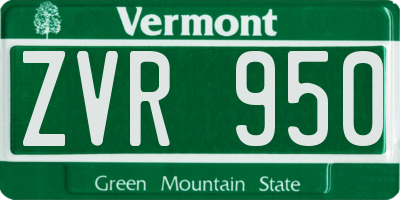 VT license plate ZVR950