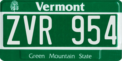 VT license plate ZVR954