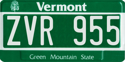 VT license plate ZVR955