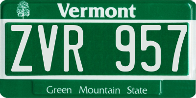 VT license plate ZVR957