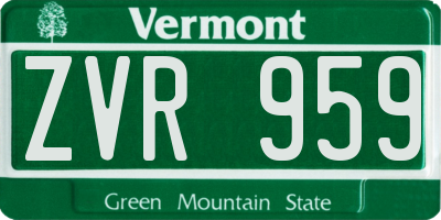 VT license plate ZVR959