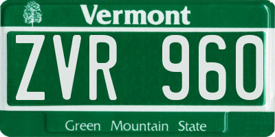 VT license plate ZVR960