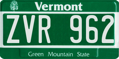 VT license plate ZVR962