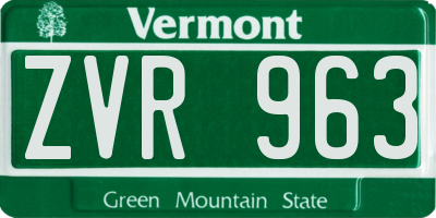 VT license plate ZVR963