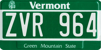 VT license plate ZVR964