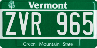 VT license plate ZVR965