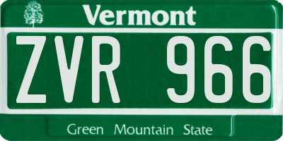 VT license plate ZVR966