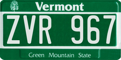VT license plate ZVR967