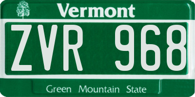 VT license plate ZVR968