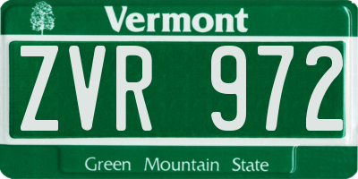 VT license plate ZVR972