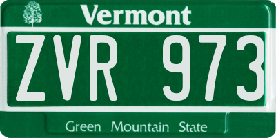 VT license plate ZVR973