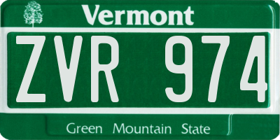 VT license plate ZVR974