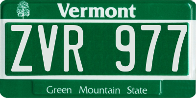 VT license plate ZVR977