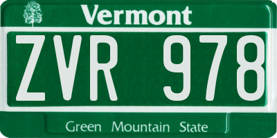 VT license plate ZVR978