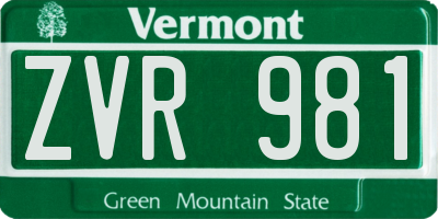 VT license plate ZVR981