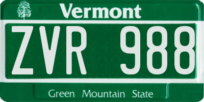 VT license plate ZVR988