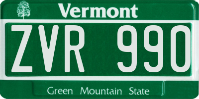 VT license plate ZVR990