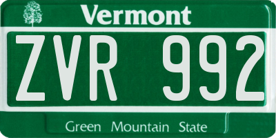 VT license plate ZVR992