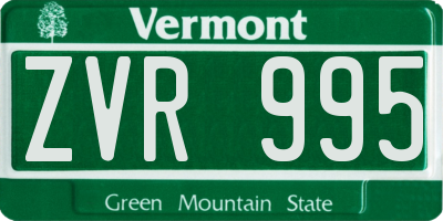 VT license plate ZVR995
