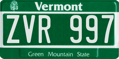VT license plate ZVR997