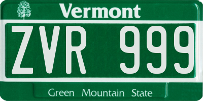 VT license plate ZVR999