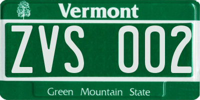 VT license plate ZVS002