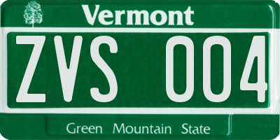 VT license plate ZVS004