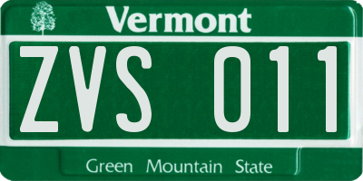 VT license plate ZVS011