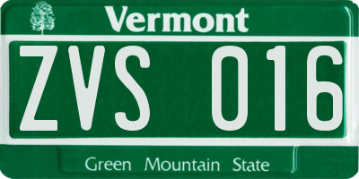 VT license plate ZVS016