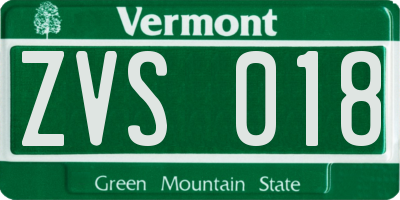 VT license plate ZVS018
