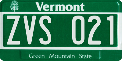 VT license plate ZVS021
