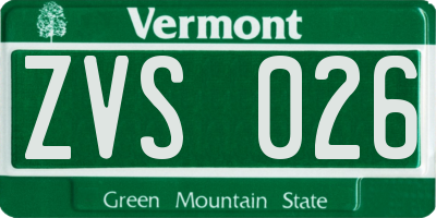 VT license plate ZVS026