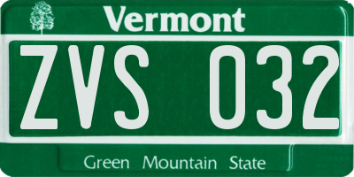 VT license plate ZVS032