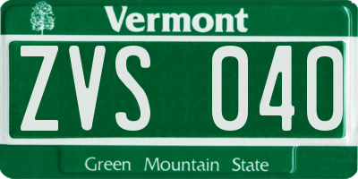 VT license plate ZVS040