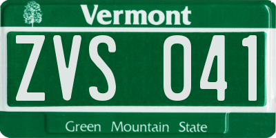 VT license plate ZVS041