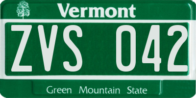 VT license plate ZVS042
