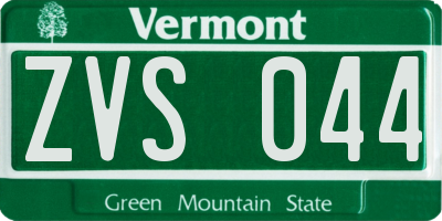 VT license plate ZVS044