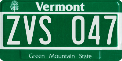 VT license plate ZVS047