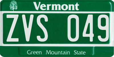 VT license plate ZVS049