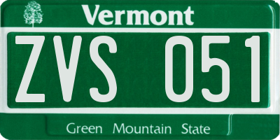 VT license plate ZVS051