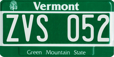 VT license plate ZVS052